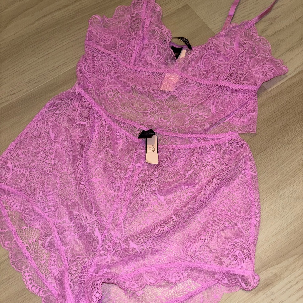 Victoria's Secret Pink Lace Chemise Set - Picture 2 of 7